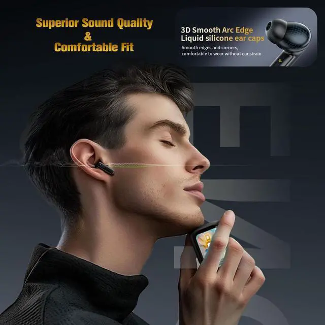 Alt view image 5 of 5 - Ttbesmi Wireless Active Noise Cancelling Earbuds ANC with Smart Touch Screen Transparency Mode Blue Tooth Ear Buds Noise Cancelling Earphones Bluetooth Earbuds Active Noise Canceling Ear Buds