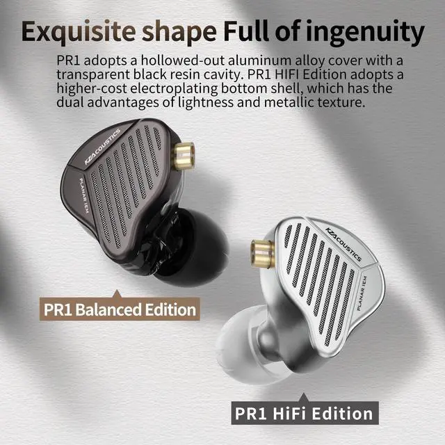 Alt view image 4 of 5 - KZ PR1 in-ear Headphones Earbuds, Large Planar Drivers HIFI Wired Earphones/Headsets for Music, KZ IEM Ear buds for Audiphile (HIFI Edition, without Mic)