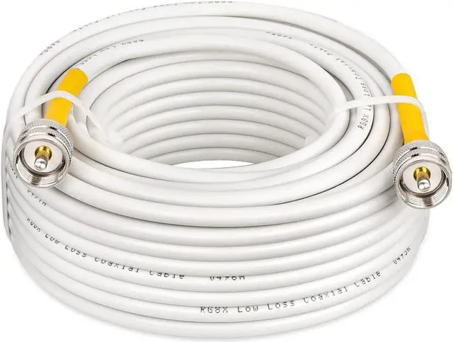 Main image of MOOKEERF CB Coax Cable 50ft,RG8x Coaxial Cable UHF PL259 Male to Male CB Antenna Cable,PVC White Marine Antenna Cable for CB Radio,HAM Radio,VHF Radio,SWR Meter,Antenna Analyzer,VHF Marine Antenna
