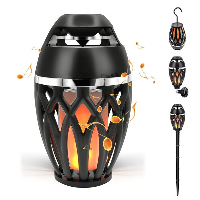 2PCS Led Flame Speaker,Outdoor Bluetooth Speaker With Atmosphere 10w Outdoor Portable Stereo Speaker Ip65 Waterproof Torch Lights For Patio Home Decor Wireless Bluetooth Speaker For Camping
