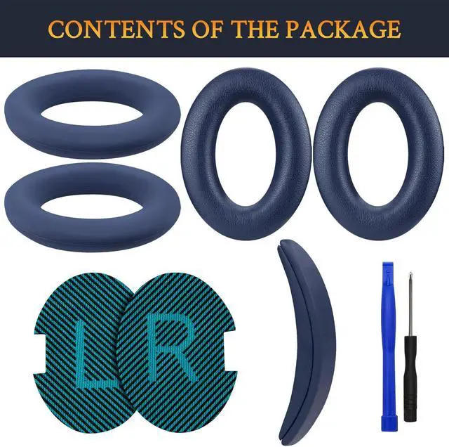 Alt view image 3 of 5 - SOULWIT Ear Pads Cushions + Headband + Silicone Earpads Cover, Replacement Kit for Bose QuietComfort 25(QC25)/SoundLink Around-Ear II(SoundLink AE2)/SoundTrue Around-Ear II(SoundTrue AE 2) - Navy Blue