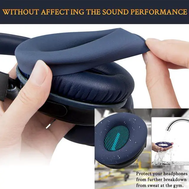 Alt view image 4 of 5 - SOULWIT Ear Pads Cushions + Headband + Silicone Earpads Cover, Replacement Kit for Bose QuietComfort 25(QC25)/SoundLink Around-Ear II(SoundLink AE2)/SoundTrue Around-Ear II(SoundTrue AE 2) - Navy Blue
