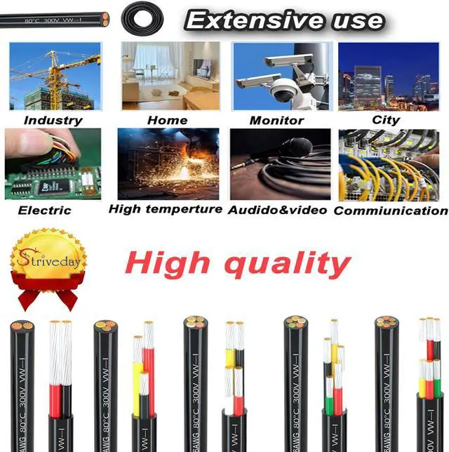 Alt view image 2 of 5 - Striveday 16 AWG 6 Conductor Wire Power Cable Audio Cable Signal Line (Red & Black & Yellow & White & Green & Orange) 33ft UL Certification