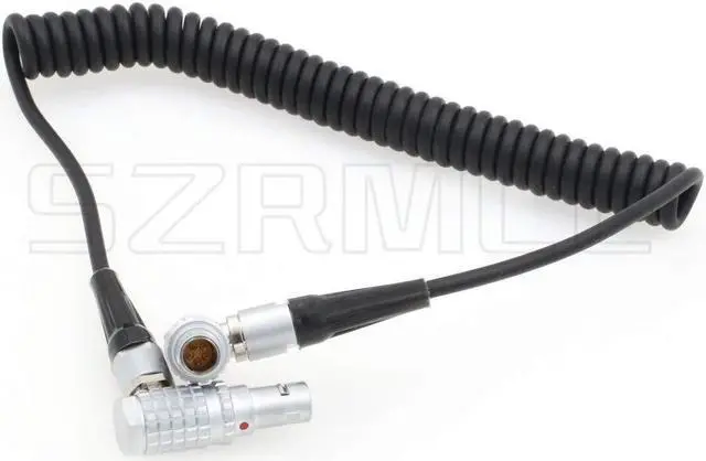 Alt view image 2 of 4 - SZRMCC ARRI Cameras Right Angle 5 Pin Male to Right Angle 5 Pin Male Timecode in/Out Coiled Cable for Sound Devices Ambient Lockit Zaxcom