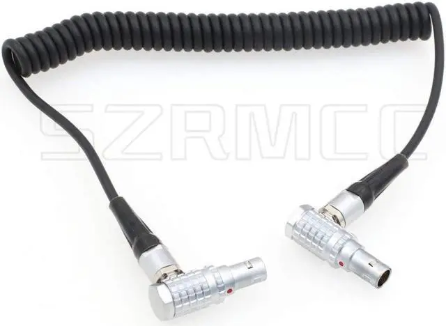 Main image of SZRMCC ARRI Cameras Right Angle 5 Pin Male to Right Angle 5 Pin Male Timecode in/Out Coiled Cable for Sound Devices Ambient Lockit Zaxcom