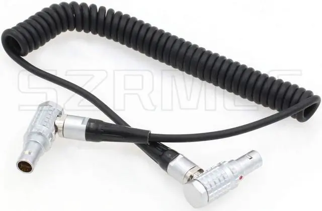 Alt view image 3 of 4 - SZRMCC ARRI Cameras Right Angle 5 Pin Male to Right Angle 5 Pin Male Timecode in/Out Coiled Cable for Sound Devices Ambient Lockit Zaxcom