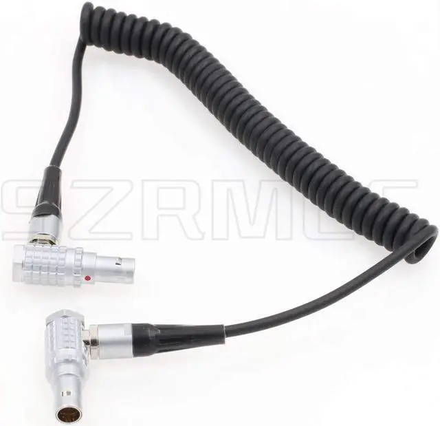 Alt view image 4 of 4 - SZRMCC ARRI Cameras Right Angle 5 Pin Male to Right Angle 5 Pin Male Timecode in/Out Coiled Cable for Sound Devices Ambient Lockit Zaxcom