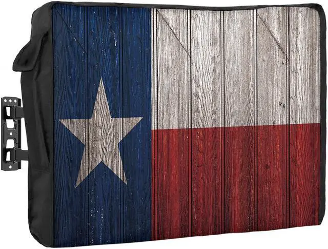 Main image of Outdoor TV Cover - Vintage Wood Texas Flag Waterproof and Weatherproof 60"-65" LCD Movable Shield TV Display Screen Protector Outside Television Covers