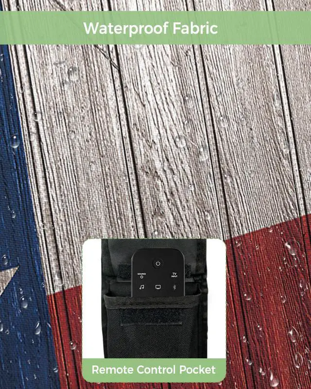 Alt view image 3 of 5 - Outdoor TV Cover - Vintage Wood Texas Flag Waterproof and Weatherproof 52"-55" LCD Movable Shield TV Display Screen Protector Outside Television Covers