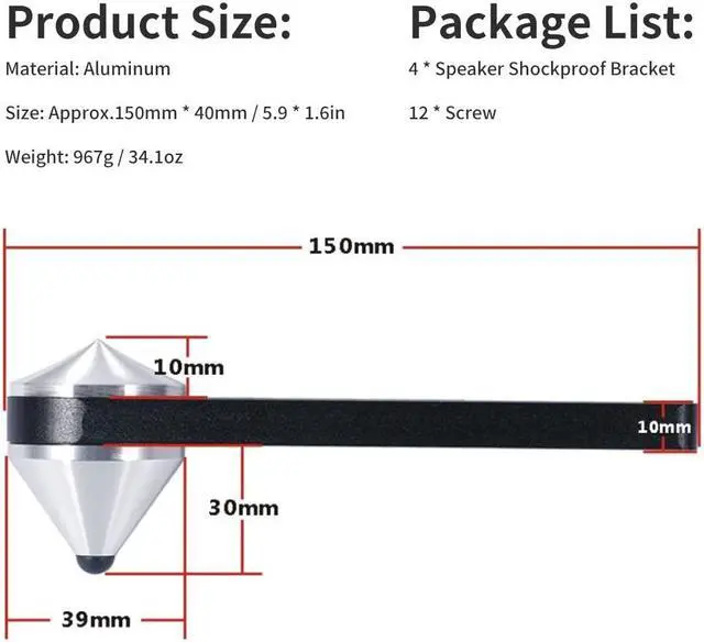Alt view image 5 of 5 - 4PCS Speaker Shockproof Bracket, Adjustable Combined Type Audio Speaker Foot, Subwoofer Shockproof Spike Bracket for Modular Speaker, Speaker Base, Power Amplifiers