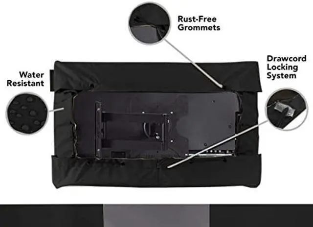 Alt view image 5 of 5 - Covermates Outdoor Half TV Cover - Various Sizes, Light Weight Material, Weatherproof, Dustproof, Cinching Drawcord, Outdoor TV Covers, 47W x 4D x 29H, Black