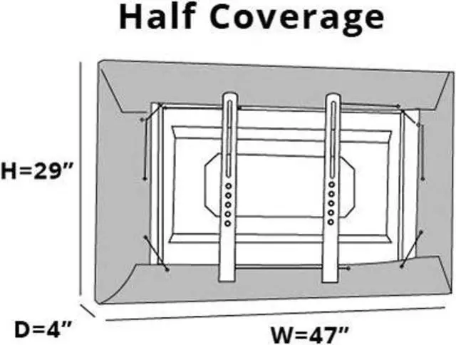 Alt view image 3 of 5 - Covermates Outdoor Half TV Cover - Various Sizes, Light Weight Material, Weatherproof, Dustproof, Cinching Drawcord, Outdoor TV Covers, 47W x 4D x 29H, Black