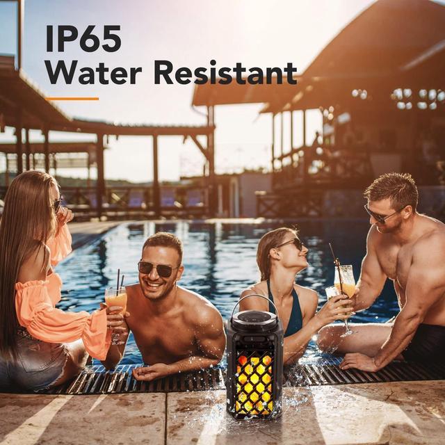 Alt view image 5 of 5 - Outdoor Bluetooth Speakers, Tesoorda Waterproof Wireless Bluetooth Speaker with Torch Light, Portable LED Flame Speaker with Loud Sound for Camping Patio Home Decor, Gifts for Couples Dads Moms 2 pack
