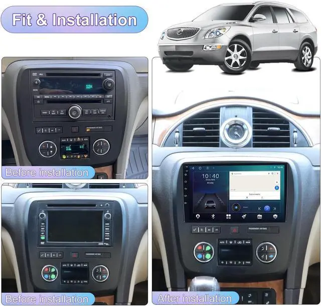 Alt view image 3 of 5 - 4+64G Android 12 Car Radio for Chevy Traverse LT Buick Enclave auto Audio Stereo Multimedia Video Player Navigation Screen Carplay WiFi 2008-2013