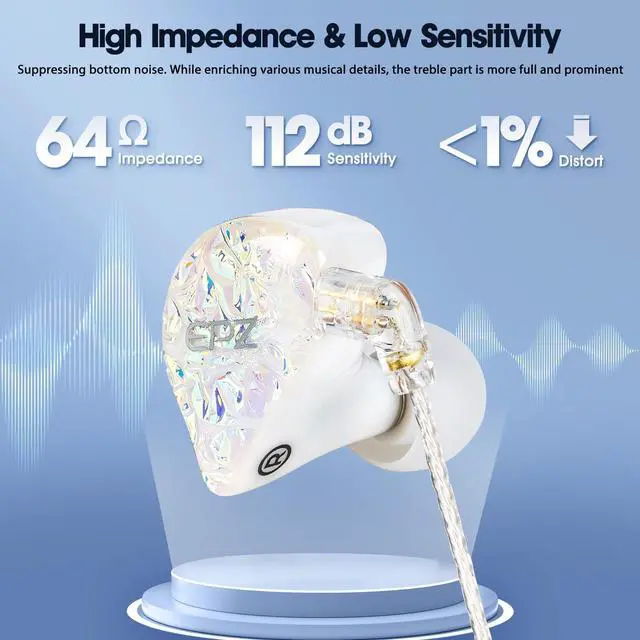 Alt view image 5 of 5 - syeindunce Tipsy X EPZ 10mm LCP+PU 1DD in Ear Monitor Headphones, HiFi Wired Earbud, Ultra-Thin Diaphragm Dynamic Driver IEM Earphones with Dual Magnet and Cavity, 0.78 2Pin Cable (White)