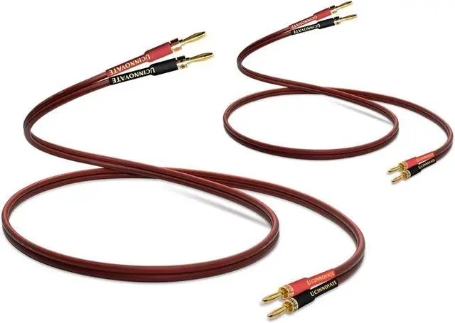 Main image of UCINNOVATE 2 Pack Audiophile Speaker Cable, 2X 4m High-end Pure Copper HIFI OFC Speaker Wire Cable with Gold-Plated Banana Plug, 4m 600 Strand 14 AWG Audio Cable for HIFI Speaker Home Theater 13.12FT