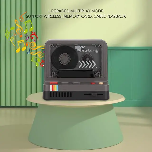 Alt view image 3 of 5 - VBESTLIFE Bluetooth Cassette Player, Portable Stereo Tape Retro Bluetooth Speaker with Dual Magnetic Speakers, 5 Light Modes, Supoort Bluetooth, Memory Card, Cable Playback for Entertainment(Black)