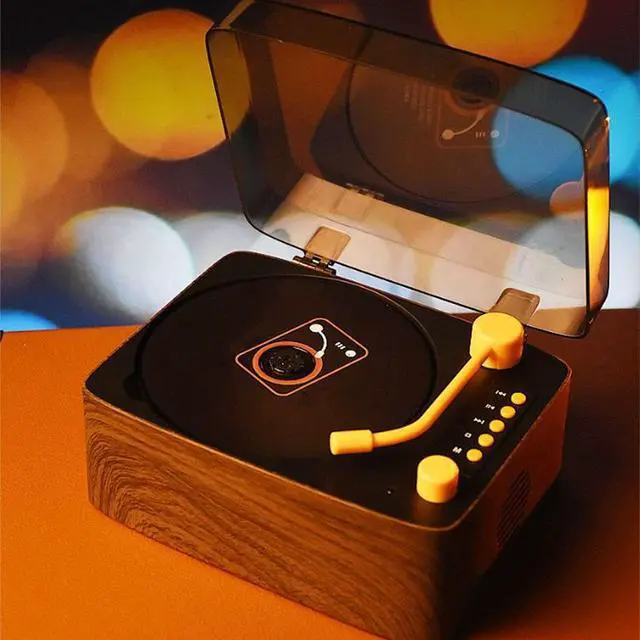 Alt view image 5 of 5 - Vintage CD Player with Bluetooth, 2200mAh Rechargeable Turntable CD Player HiFi Bluetooth Speaker with Dual Speakers, Double 3.5mm Jack, USB Mode, for Car Home Travel