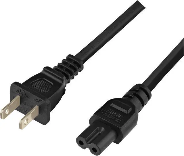 Alt view image 5 of 5 - Vebner Extra Long 25-Foot TV Power Cord Compatible with Select Samsung, LG, Sony, Hisense, Xbox, PS5 Electronics and More - 2-Prong AC Wall Plug - 2-Slot Straight Plug (Black, 25-Foot)