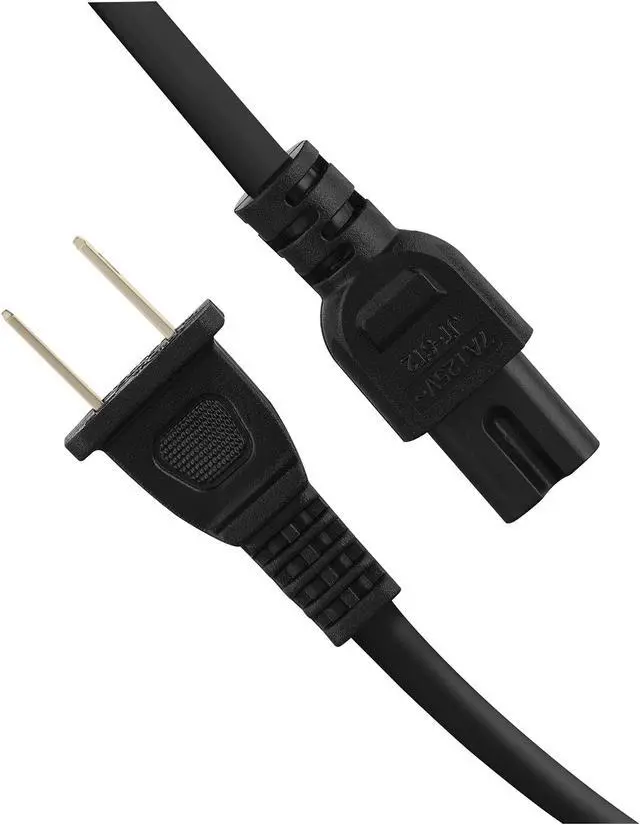 Alt view image 4 of 5 - Vebner Extra Long 25-Foot TV Power Cord Compatible with Select Samsung, LG, Sony, Hisense, Xbox, PS5 Electronics and More - 2-Prong AC Wall Plug - 2-Slot Straight Plug (Black, 25-Foot)