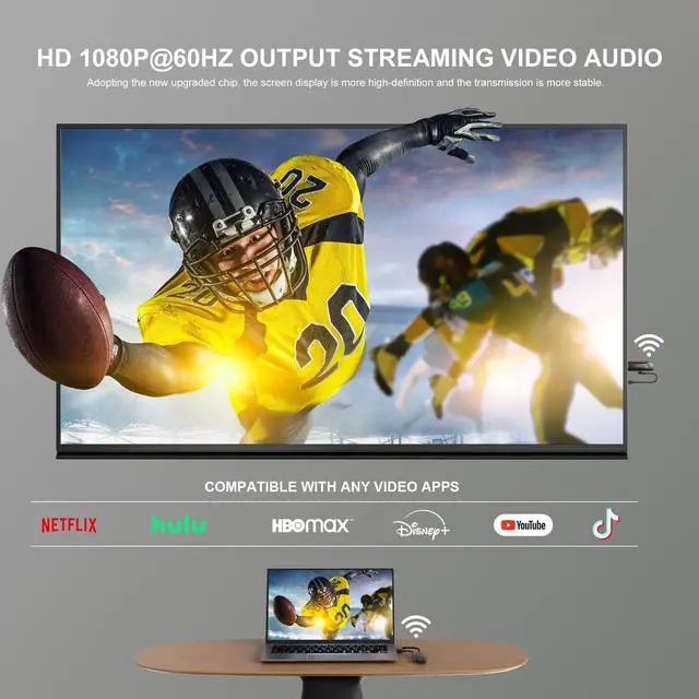 Alt view image 4 of 5 - Wireless HDMI Transmitter and Receiver,Wireless HDMI Extender Kit with USB C to HDMI Adapter,Wireless 2.4G/5G Audio Video Streaming to HDTV/Projector/Monitor from Laptop,PC,Camera,Smartphone,Tablet