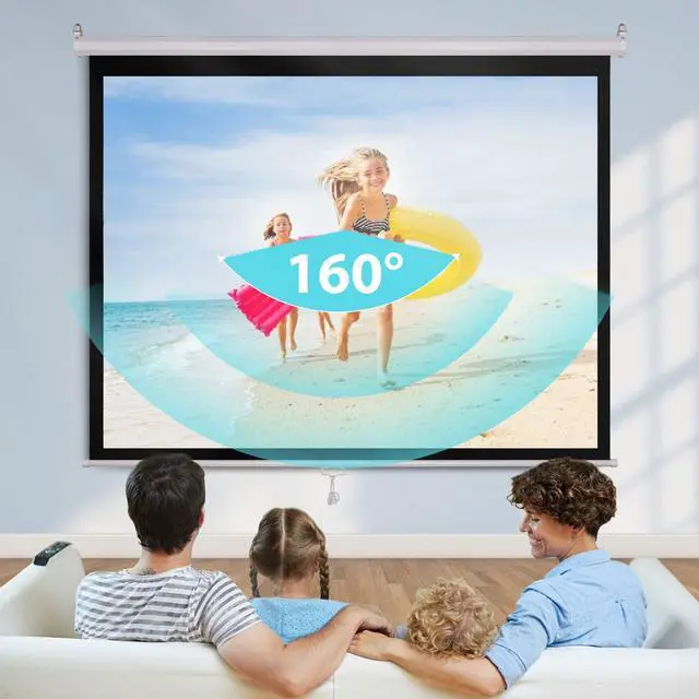 Alt view image 5 of 5 - VIVOHOME 120 Inch Manual Pull Down Projector Screen, 1:1 HD Retractable Widescreen for Movie Home Theater Cinema Office Video Game