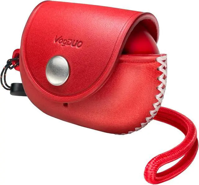 Main image of VogDUO Genuine Leather Beats Studio Buds Plus Case - Protective Full Cover Charging Slot Snap Holder with 5.9-inch Wrist Lanyard Strap, Compatible with Beats Studio Buds + (Red)