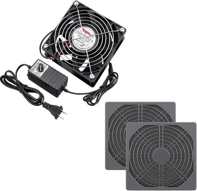 Main image of Wathai AC 110V - 240V Small Square Fan with Speed controller AC Plug and 120mm Fan Filter Cover
