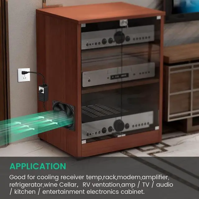 Alt view image 4 of 5 - Wathai AC 110V - 240V Small Square Fan with Speed controller AC Plug and 120mm Fan Filter Cover