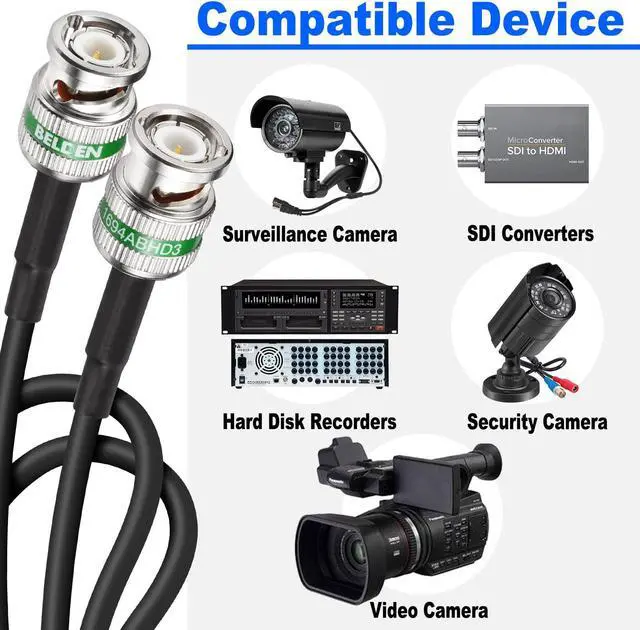 Alt view image 4 of 5 - Superbat 12G SDI Cable 25ft SDI Video Cable 3G/6G/12G SDI Cable Black 75ohm BNC Cable Support 3G-SDI/6G-SDI/12G-SDI/4K/8K for Video Security Camera SDI Converter DVR Recorder