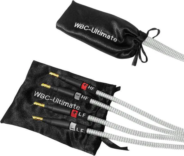 Alt view image 5 of 5 - WORLDS BEST CABLES 6 Foot ULTIMATE - 9 AWG - Ultra-Pure OFC - Premium Audiophile HiFi Bi-Wire Single Speaker Cable for Center Channel with Eminence Gold Banana Plugs & Silver Tweed Jacket