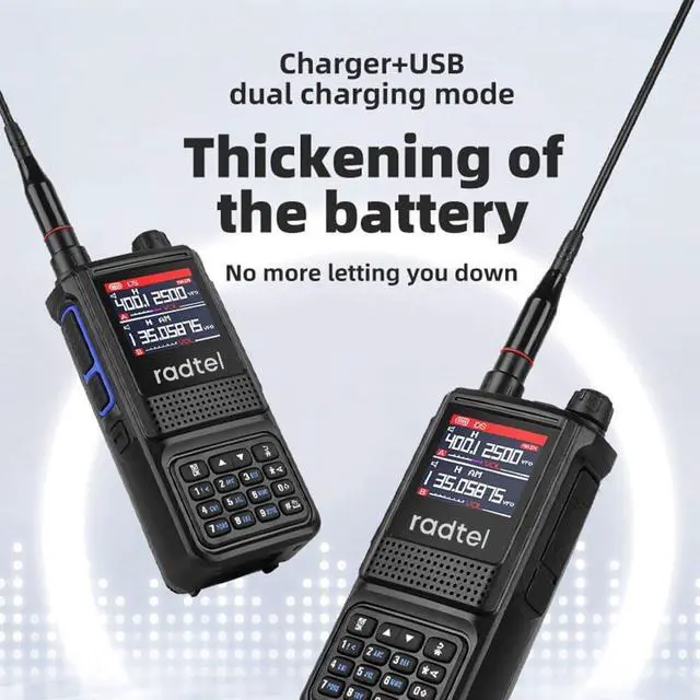 Alt view image 3 of 5 - Radtel RT-470L Triband Ham Radio 144/222/430Mhz All Bands Handheld Two Way Radio 256CH Air Band Long Range Walkie Talkie NOAA/USB-C/Police Scanner/Aviation Receive/Copy Frequency