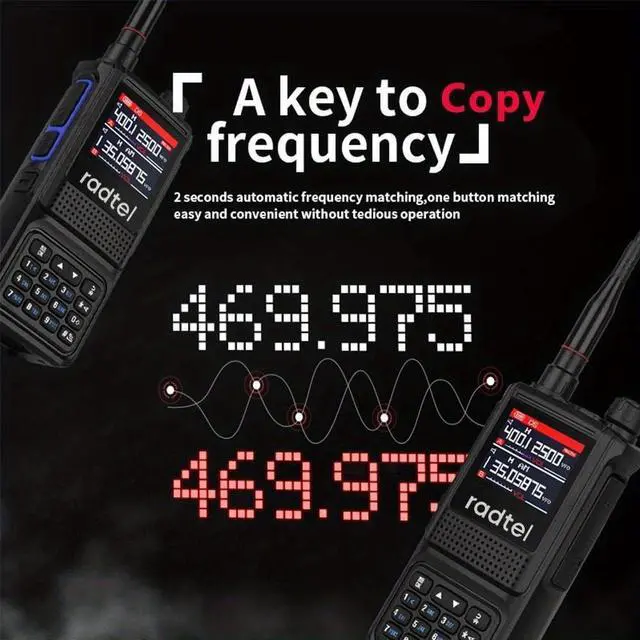 Alt view image 4 of 5 - Radtel RT-470L Triband Ham Radio 144/222/430Mhz All Bands Handheld Two Way Radio 256CH Air Band Long Range Walkie Talkie NOAA/USB-C/Police Scanner/Aviation Receive/Copy Frequency