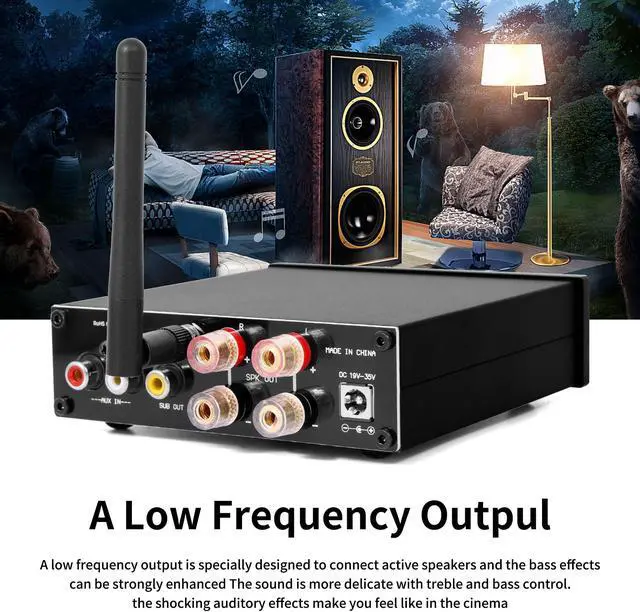 Alt view image 3 of 5 - XRONG TC12D Bluetooth 5.2 Stereo Audio Receiver Amplifier 2.1 CH Mini Hi-Fi Class D TDA7498E Integrated Amp 320 Watts U-Disk Player for Home Passive Speakers Powered Subwoofer with Power Supply