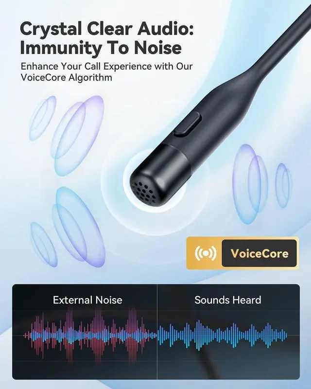 Alt view image 4 of 5 - EMEET AirFlow Open Ear Headphones with Mic, Bluetooth 5.3 Wireless Headsets with Detachable Microphone, ENC Noise Cancelling, Multipoint Pairing, Ultra Comfort, Wireless Earbuds for Work, home, office