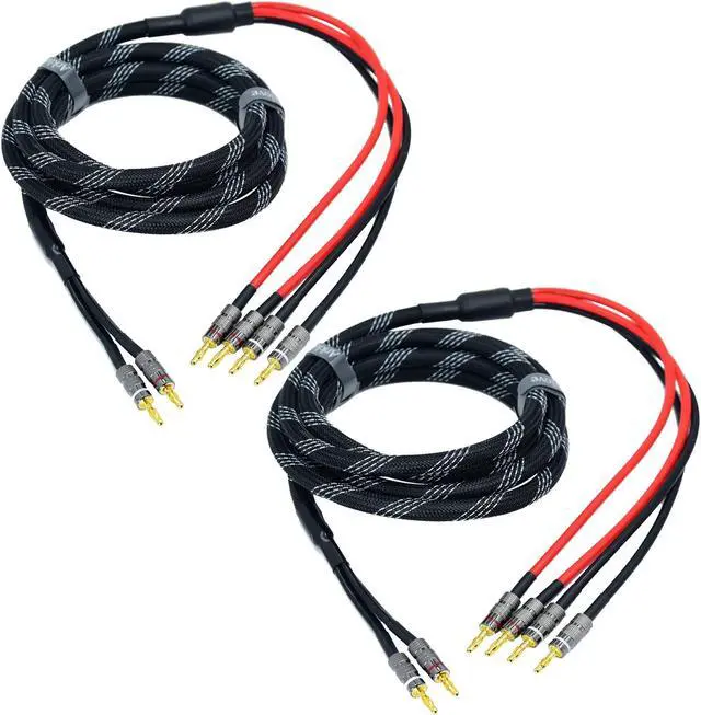 Main image of Arklove 3ft 2packs 13awg Speaker Cable Premium Heavy Duty Braided Wire Dual Banana 2 Plug to 4 Banana Male Plugs Frequency Division 2 Banana Plugs - 4 Banana Plugs 1pair