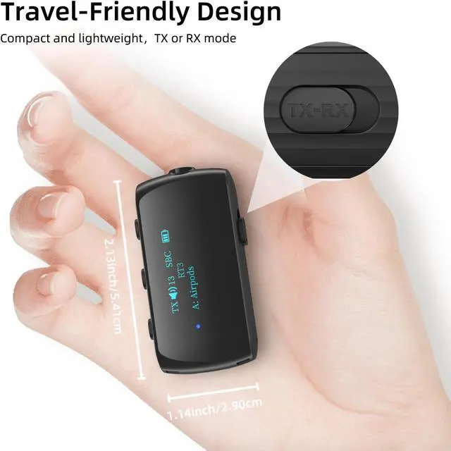 Alt view image 5 of 5 - YOCOWOCO Bluetooth Transmitter Receiver for 2 AirPods/Headphones, Flight Bluetooth 5.2 Adapter for Airplane, TV, Gym and PC with a 3.5mm Audio Jack, Wireless BT Receiver with Mic for Car/Home Stereo