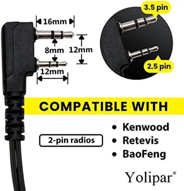 Alt view image 2 of 5 - Yolipar Single-Wire Earpiece Surveillance Kit Compatible with Retevis, BaoFeng, BTECH, Kenwood, Arcshell AR-5 Walkie Talkie with PTT Mic D-Shaped Clip-Ear Headset(2 PCS)
