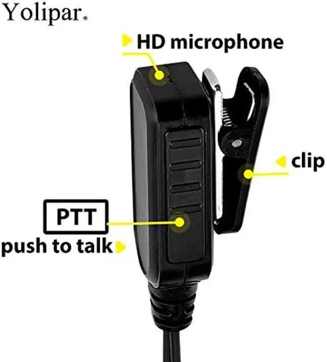 Alt view image 3 of 5 - Yolipar Single-Wire Earpiece Surveillance Kit Compatible with Retevis, BaoFeng, BTECH, Kenwood, Arcshell AR-5 Walkie Talkie with PTT Mic D-Shaped Clip-Ear Headset(2 PCS)