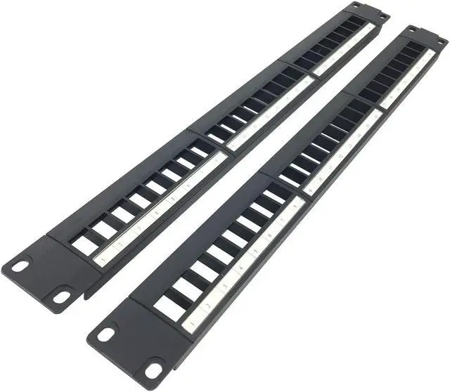 Main image of QiaoYoubang 2 Pack of 24 Port Blank Keystone Patch Panel-1U Rackmount or Wall Mount UTP Patch Panel for Keystone Jacks-19-inch Multimeadia Patch Panel