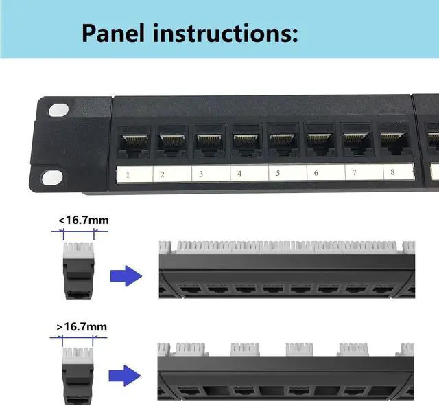 Alt view image 4 of 5 - QiaoYoubang 2 Pack of 24 Port Blank Keystone Patch Panel-1U Rackmount or Wall Mount UTP Patch Panel for Keystone Jacks-19-inch Multimeadia Patch Panel