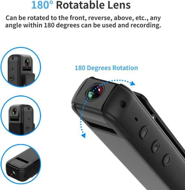 Alt view image 3 of 5 - Yoidesu Mini Body Camera Video Recorder, Small Worn Camera WiFi Police Body Cam with 180deg Rotatable Lens and Clip, 1080P Portable Wearable Security Cam for Law Enforcement Guard