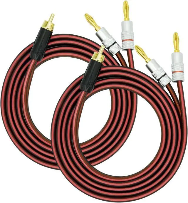 Main image of Yuchenfeng 2Pack RCA Plug to 2 Banana Plugs Speaker Wire Banana Plugs to RCA Plug Speaker Cable 4N OFC 14AWG Pure Copper Gold Plated Plug. 16.4FT