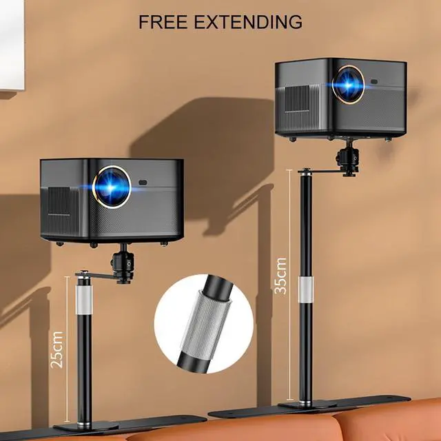 Alt view image 2 of 5 - Projector Stand Bedside Sofa Projector Mount Base, 360 Degree Adjustable Table Side Projector Bracket Holder Wall Stand, 1/4in Universal Thread, Plug in Stable Base for Home