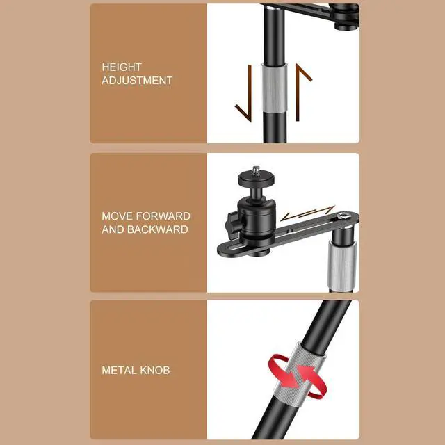 Alt view image 3 of 5 - Projector Stand Bedside Sofa Projector Mount Base, 360 Degree Adjustable Table Side Projector Bracket Holder Wall Stand, 1/4in Universal Thread, Plug in Stable Base for Home