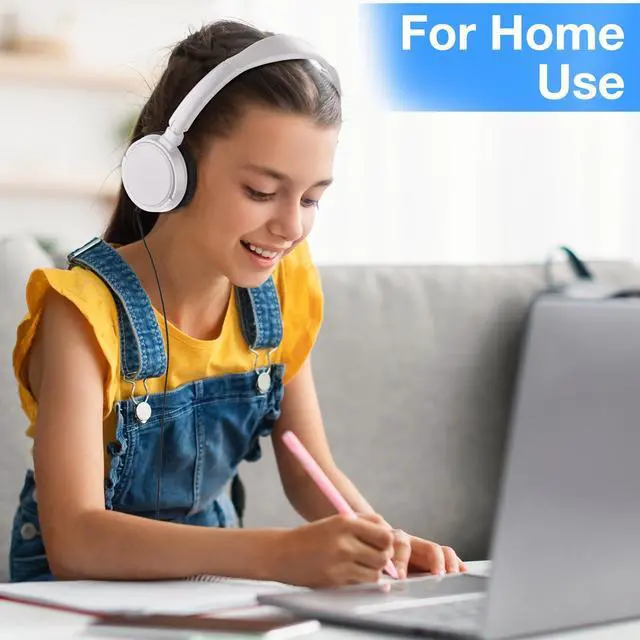 Alt view image 4 of 5 - Yunsailing 18 Pack Classroom Headphones Bulk Student Wired Class Headphones Set for Kids School with Individually Wrapped Adjustable Over Ear Head Earbuds(White)