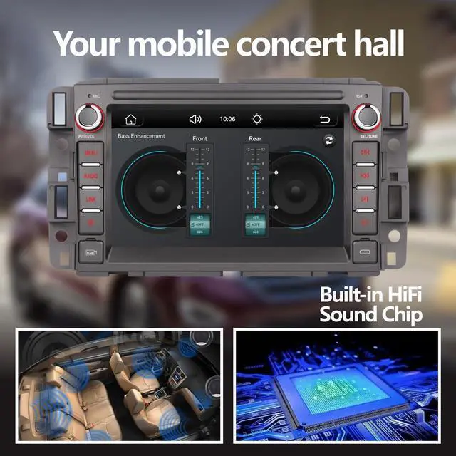 Alt view image 3 of 5 - YZKONG Car Stereo for Chevrolet Buick GMC Sierra Yukon Chevy Silverado 2007-2014, Compatible Wireless Carplay Andriod Auto HiFi Sound High Power 7 inch Touch Screen Car Radio with BT/RDS/AM/FM/USB