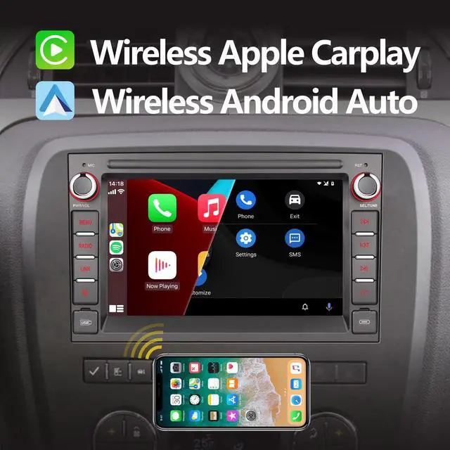 Alt view image 2 of 5 - YZKONG Car Stereo for Chevrolet Buick GMC Sierra Yukon Chevy Silverado 2007-2014, Compatible Wireless Carplay Andriod Auto HiFi Sound High Power 7 inch Touch Screen Car Radio with BT/RDS/AM/FM/USB