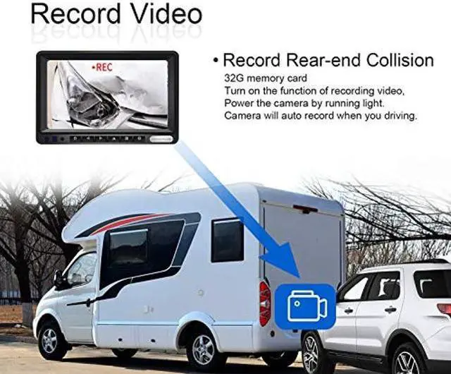 Alt view image 4 of 5 - ZEROXCLUB 1080P FHD Digital Wireless Backup Camera System Kit for RV/Truck/Trailer/Van/Bus,Night Vision,7inch HD LCD Monitor,IP69 Waterproof Rear View Camera No Interference Record-HW02