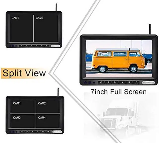 Alt view image 5 of 5 - ZEROXCLUB 1080P FHD Digital Wireless Backup Camera System Kit for RV/Truck/Trailer/Van/Bus,Night Vision,7inch HD LCD Monitor,IP69 Waterproof Rear View Camera No Interference Record-HW02